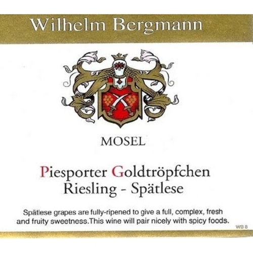 Zoom to enlarge the Wilhelm Bergmann Spatlese Piesporter Goldtropfchen Riesling