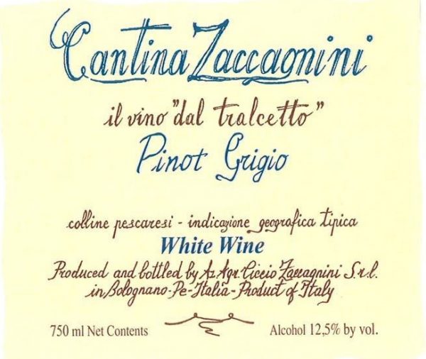 Zoom to enlarge the Cantina Zaccagnini Il Vino Dal Tralcetto Colline Pescaresi IGT Pinot Grigio