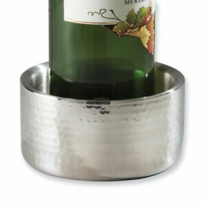 Wine Bottle Coaster Dbl Wall Hammered Finish S / S