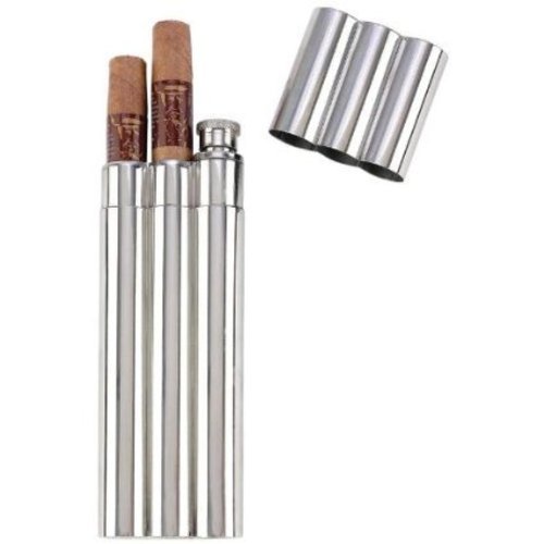 Zoom to enlarge the Maxam Flask • 2 oz W.2 Cigar Tubes Stainless Steel