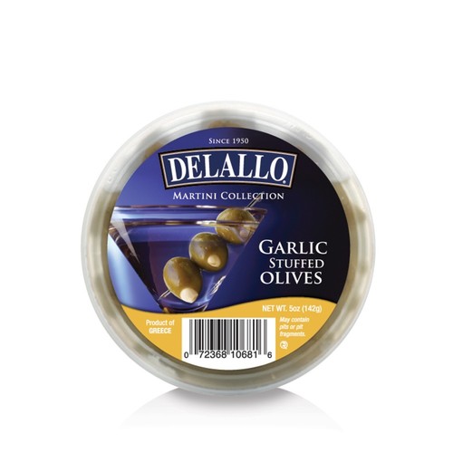 Zoom to enlarge the Delallo Garlic Stuffed Olives In Brine Cup