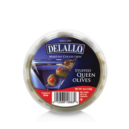 Zoom to enlarge the Delallo Martini Stuffed Queen Olive In Brine – Cup