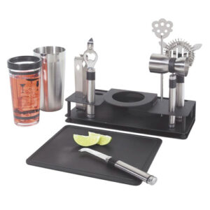 10 Piece Stainless Steel Bar Set With Stand