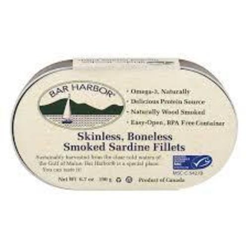 Zoom to enlarge the Bar Harbor Skinless Boneless Smoked Sardine Fillets