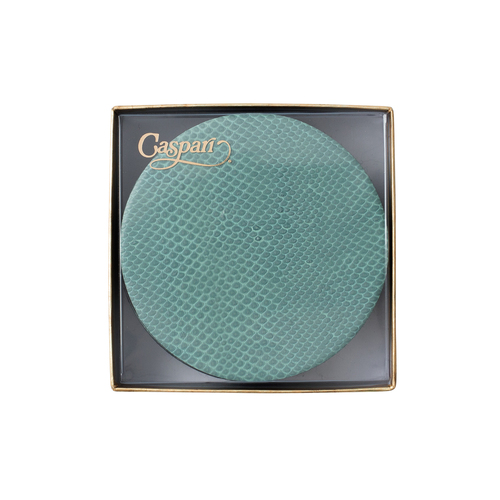 Zoom to enlarge the Caspari • Coaster Set Teal Faux Snakeskin Round