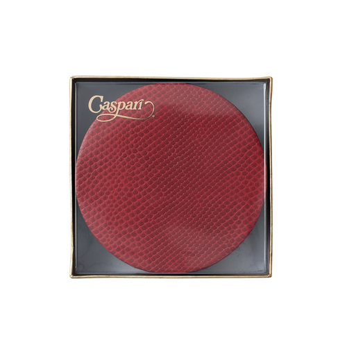 Zoom to enlarge the Caspari • Coaster Set Crimson Faux Snakeskin Round