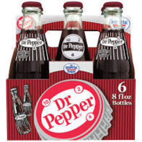 Dr Pepper Real Sugar Soda 12 Oz Glass Bottle (Pack of 6, Total of 72 Oz)