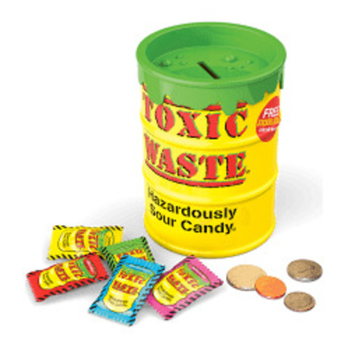 Zoom to enlarge the Toxic Waste Hazardously Sour Candy Bank