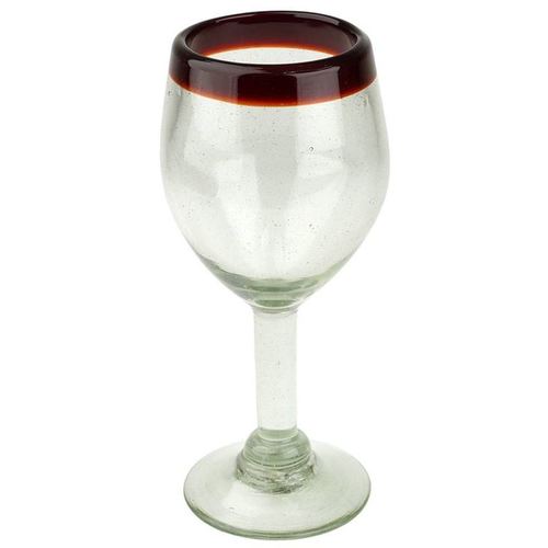 Zoom to enlarge the Mexican Bubble Glass • Goblet Red Rim