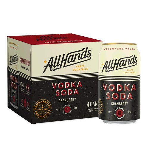 Zoom to enlarge the All Hands Vodka + Soda • Cranberry 4pk-12oz