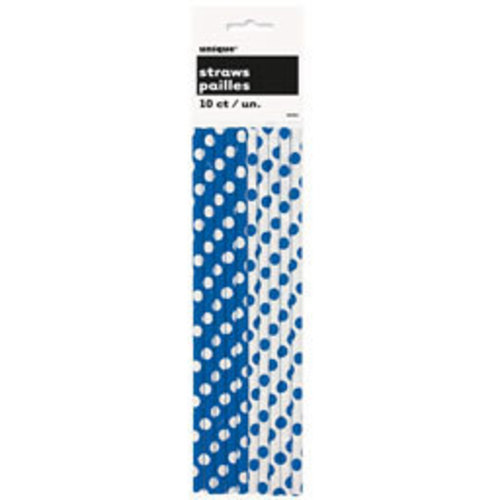 Zoom to enlarge the Unique Paper Straws • Royal Blue Dots