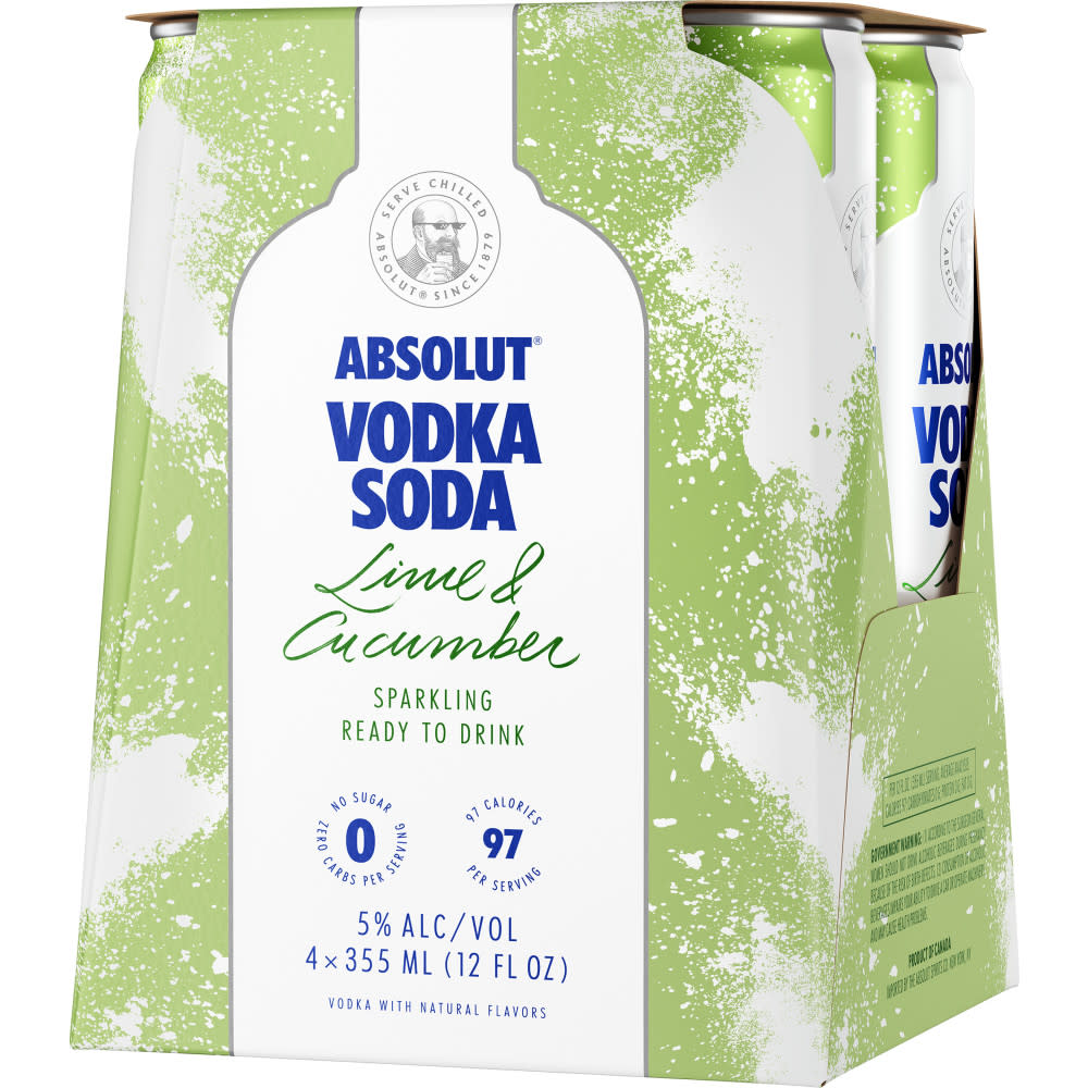 Zoom to enlarge the Absolut Vodka Soda • Lime Cucumber 4pk-12oz