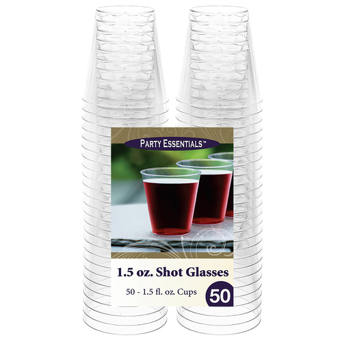 1.5 oz Shot Glasses - 100 Mini Plastic Shot Glasses (1.5oz) Clear