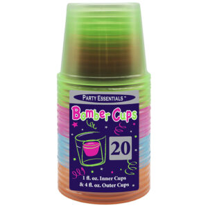 Party Ess Bomber Cups • Soft Neon 4 Ounce 20 Count