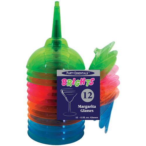  Neon Plastic Margarita Glasses - Set of 12, Each cup holds 12  oz - Fiesta, Cinco de Mayo and Party Supplies : Home & Kitchen