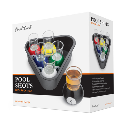 Zoom to enlarge the Final Touch • Poolball Shot Glasses & Rack Tray 6pk