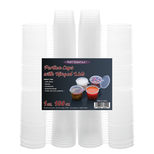 Zoom to enlarge the Party Ess • Portion Cup 1 oz Hinged Lid Plastic