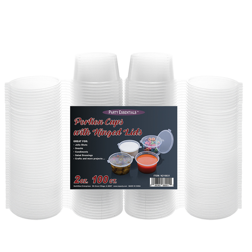 100 Ct 2 Oz Clear Plastic Portion Cups, Jello Shot Condiment Sauce