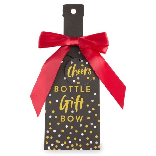 Zoom to enlarge the Red Satin Bow With Gift Tag For Bottle