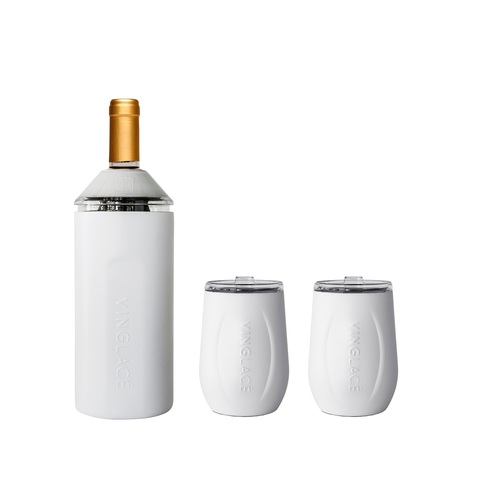 Zoom to enlarge the Vinglace Bottle Insulator • Wine Gift Set White