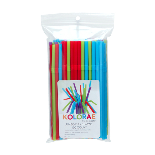 Zoom to enlarge the Kolorae Straws • Plastic Jumbo Flex 100 Ct