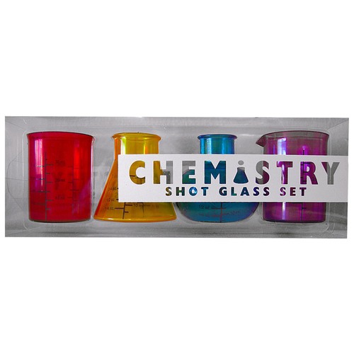 Novelty Chemistry Beaker Plastic Drink Shot Glass Set Science