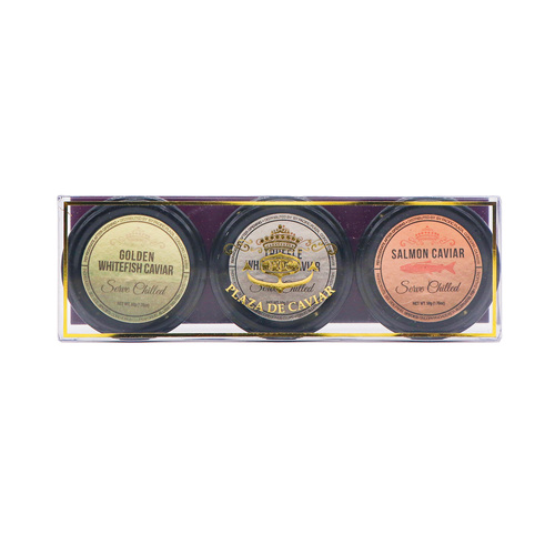 Zoom to enlarge the Plaza Caviar • 3pk Caviar Gift Salmon Natural Whitefish Truffle