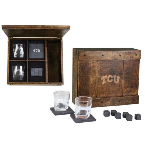 Zoom to enlarge the Tcu Horned Frogs Whiskey Accessories Boxed Gift Set