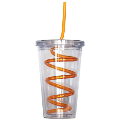 Zoom to enlarge the Funtime Insulated Doublewall Plastic Tumbler With Krazy Straw & Lid