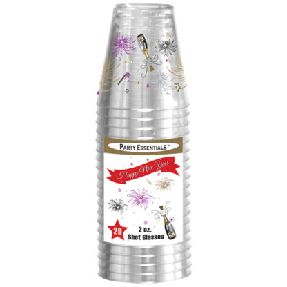 Zoom to enlarge the Holiday Champagne Celebration Print 2 oz Plastic Shot Glass  20 Ct