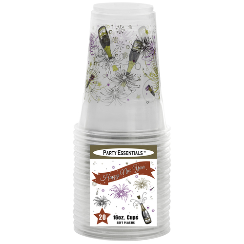 Zoom to enlarge the Holiday Champagne Celebration Print 16 oz Translucent Plastic Cup  20 Ct