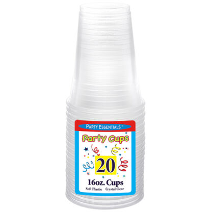 Zoom to enlarge the Party Ess Soft Plastic Cups Clear 16oz 20ct