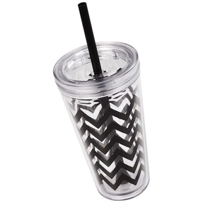 Zoom to enlarge the Tumbler Doublewall • Black Chevron with Lid  Straw
