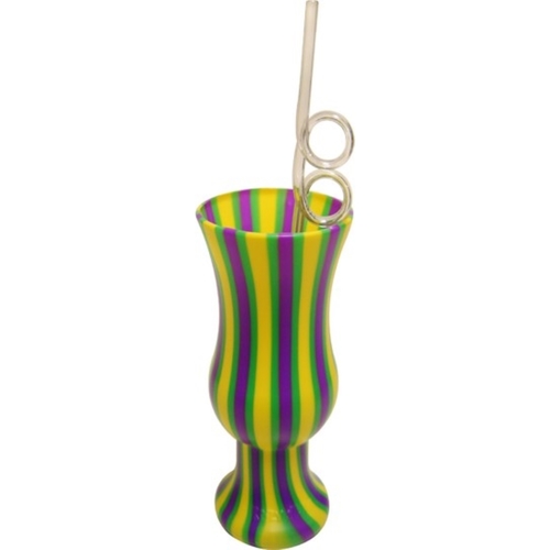 Zoom to enlarge the Funtime Mardi Gras Plastic Hurricane Glass With Straw
