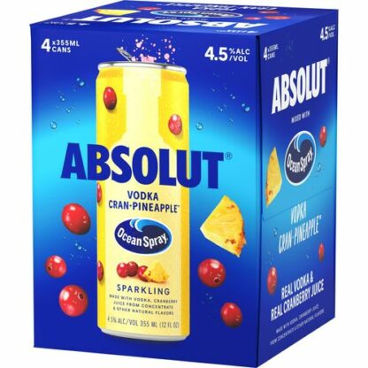 Zoom to enlarge the Absolut + Ocean Spray Vodka Cran Pineapple 4pk-12oz