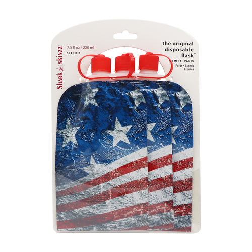 Zoom to enlarge the Shark Skinzz “usa Flag” Reusable Disposable 7.5 oz Flask Set
