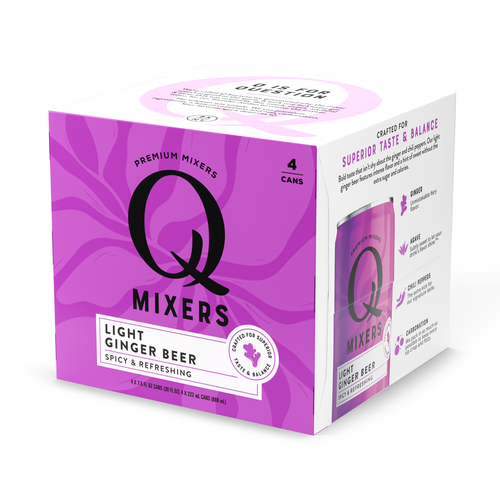 Zoom to enlarge the Q Drinks • Light Ginger Beer Slim Can 7.5oz 4pk