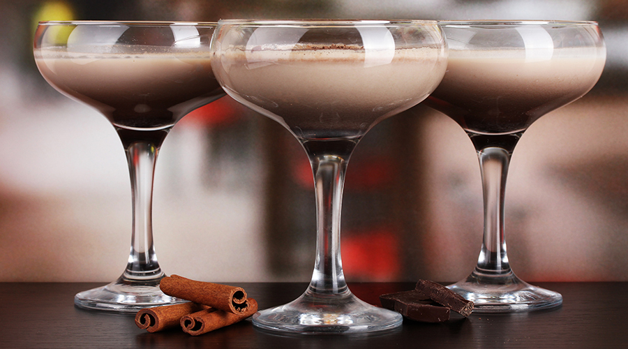 3 chocolate martini cocktails in a martini glass