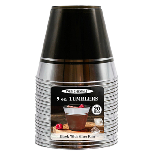 Zoom to enlarge the Party Essentials &bull; Rocks Tumbler 9oz Black / Silver