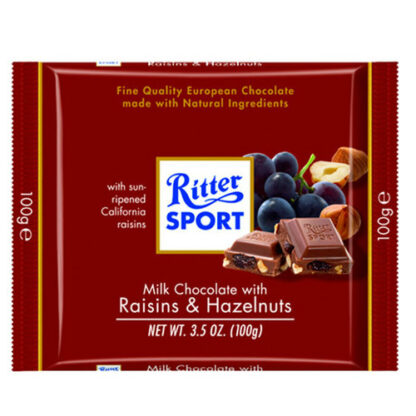 Zoom to enlarge the Ritter Sport Raisins & Hazelnut Milk Chocolate Candy Bar