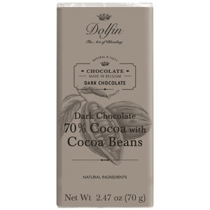 Dolfin Dark Chocolate Bar With Cocoa Beans (70% Cocoa)