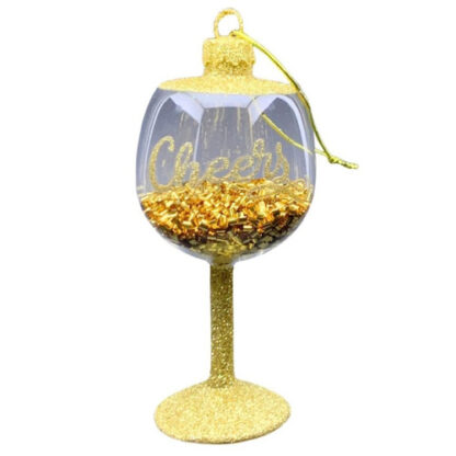 Zoom to enlarge the Holiday Hand-blown Glass Ornament • Wine Stem With Glitter