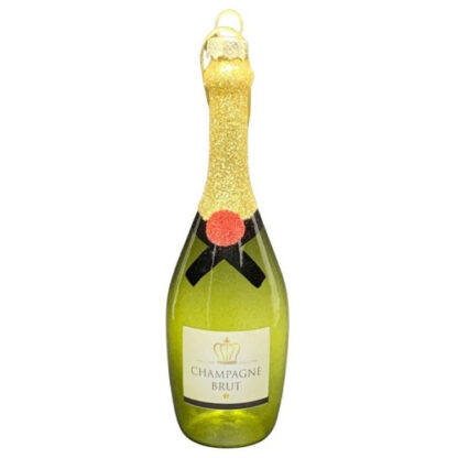 Zoom to enlarge the Holiday Hand-blown Glass Ornament • Brut Champagne Bottle