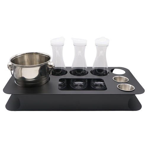 Zoom to enlarge the Black Epoxy Bottle Service Tray Complete Set