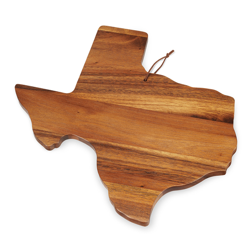 Texas Shaped Acacia Wood Cheese and Charcuterie Board