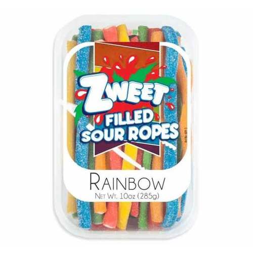 Zoom to enlarge the Zweet Filled Sour Ropes Rainbow Candy In Tub