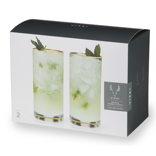 Viski Meridian Crystal Highball Glasses  15 oz