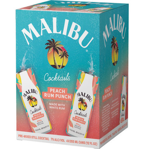 Malibu Cocktails &bull; Peach Rum Punch 4pk-12oz