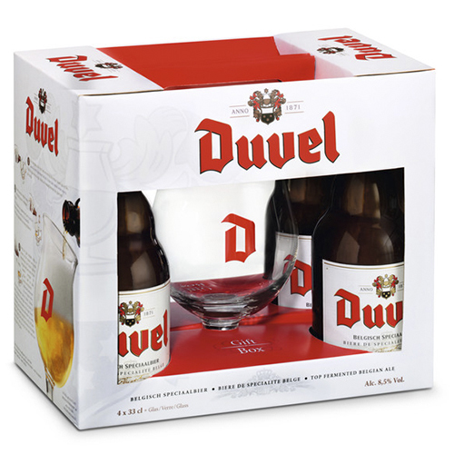 Duvel Gift Set &bull; 4pk With Glass