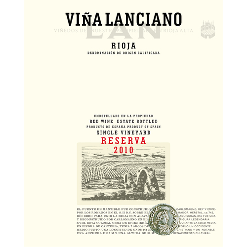 Zoom to enlarge the Bodegas Lan Vina Lanciano Reserva